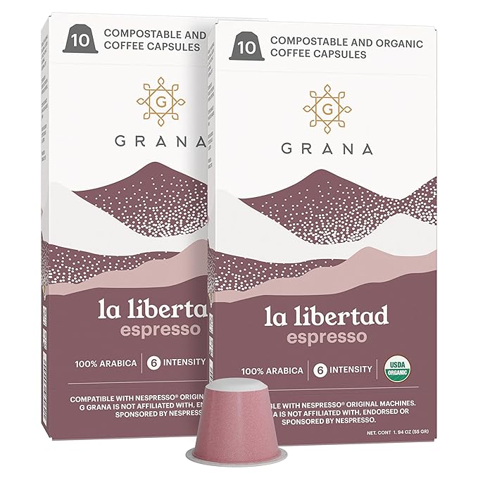 G GRANA Coffee Pods, Compatible with Nespresso OriginalLine, 20 Pack, Medium-Dark Roast, USDA