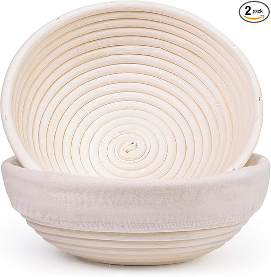 Bread Proofing Baskets Set of 2, Round Shaped Dough Proofing Bowls Linerssourdough starter kit