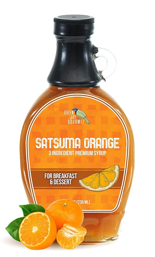 Green Jay Gourmet Satsuma Orange Syrup - 3 Ingredient Premium Breakfast Syrup with Fresh Orange