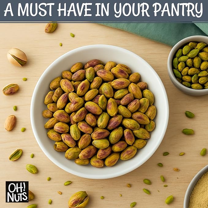 Oh! Nuts Pistachios No Shell - Roasted Salted - 1 lb - Shelled California Pistachios - Packed in