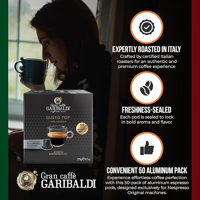 Gran Caffè Garibaldi Espresso Pods, Italian Roasted Compatible Nespresso Original Line Machines