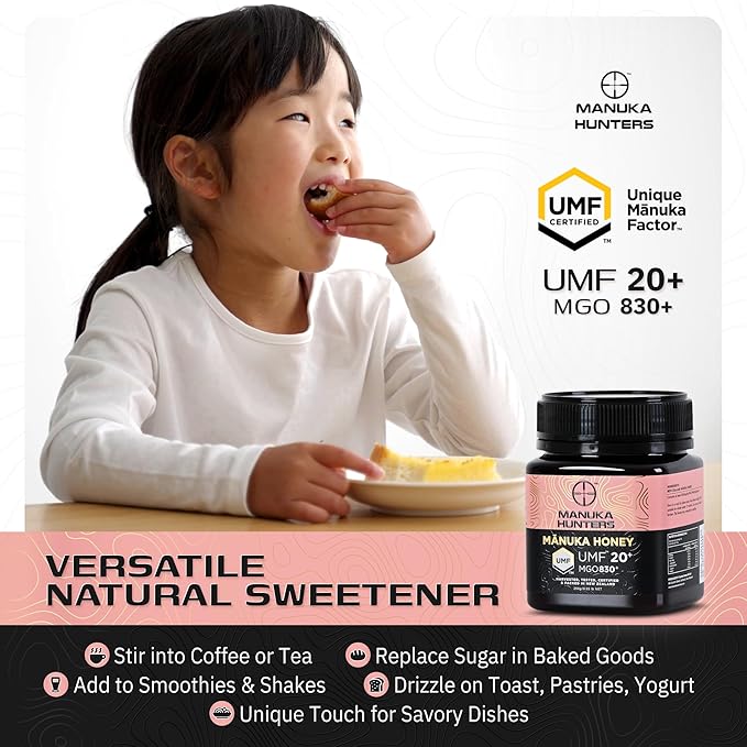 Manuka Hunters UMF 20+/MGO 830+ Certified New Zealand Manuka Honey - 100% Pure Natural Sweetener