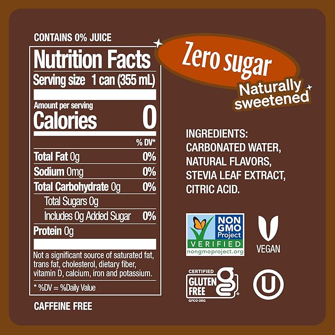 Zevia Zero Sugar Soda, Ginger Root Beer, 12 oz Cans (24-Pack) ??Naturally Sweetened, Zero Calorie