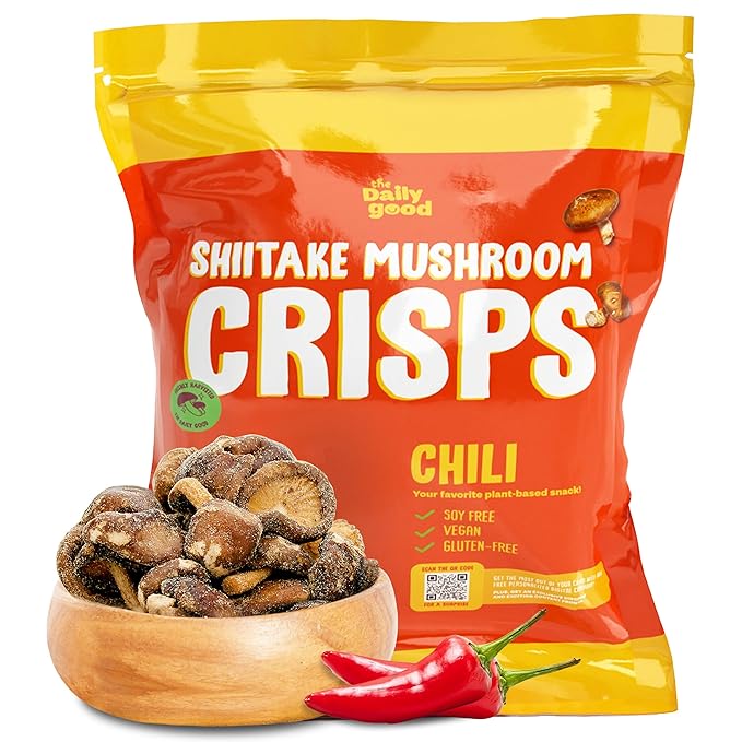 The Daily Good Shiitake Mushroom Crisps - 1-Pack Mushroom Chips, Yummy Dried Shiitake Mushrooms