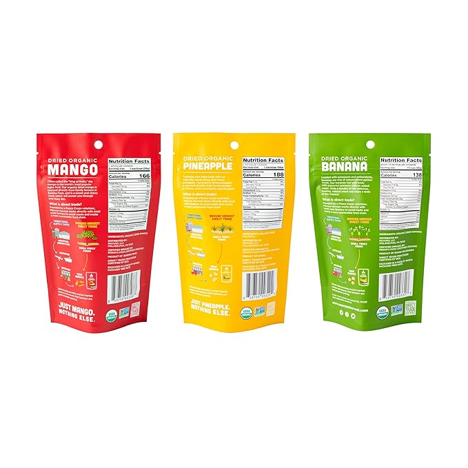 Mavuno Harvest Organic Dried Fruit Variety Pack | Dried Mango, Pineapple, and Banana | Healthy