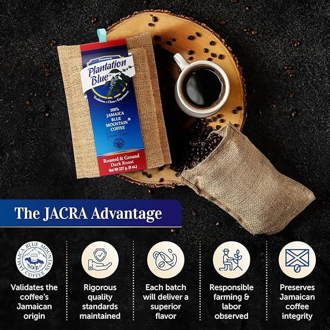 PREMIUM PLANTATION BLUE TRADITION CLASS EXPERIENCE 100% Blue Mountain Coffee, Dark Roast, Ground