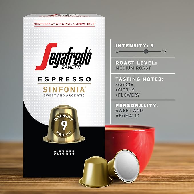 Segafredo Zanetti Espresso Capsules – Aluminum Pods for Nespresso Original Machines – Sinfonia &