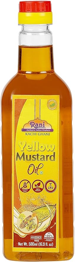Rani Yellow Mustard Oil (Kachi Ghani) 16.9 Ounce (500ml) NON-GMO | Gluten Free | Vegan | 100%