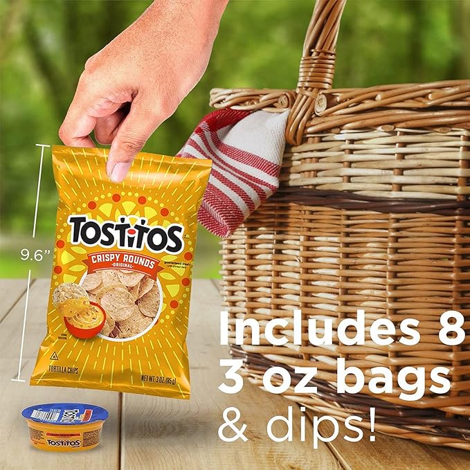 Tostitos Tortilla Chips Chip & Salsa Pack, 3oz Tostitos Crispy Rounds & 3.8oz Medium Salsa (16