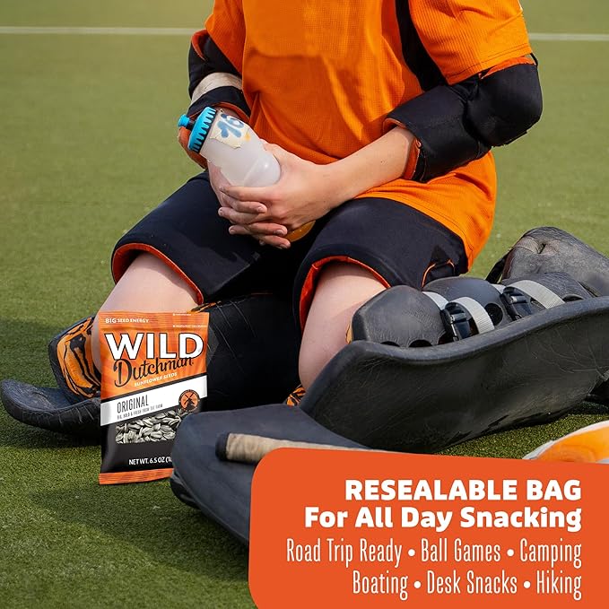 Wild Dutchman Roasted Sunflower Seeds in a Resealable Bag for Ultimate Freshness and an Easy Pour