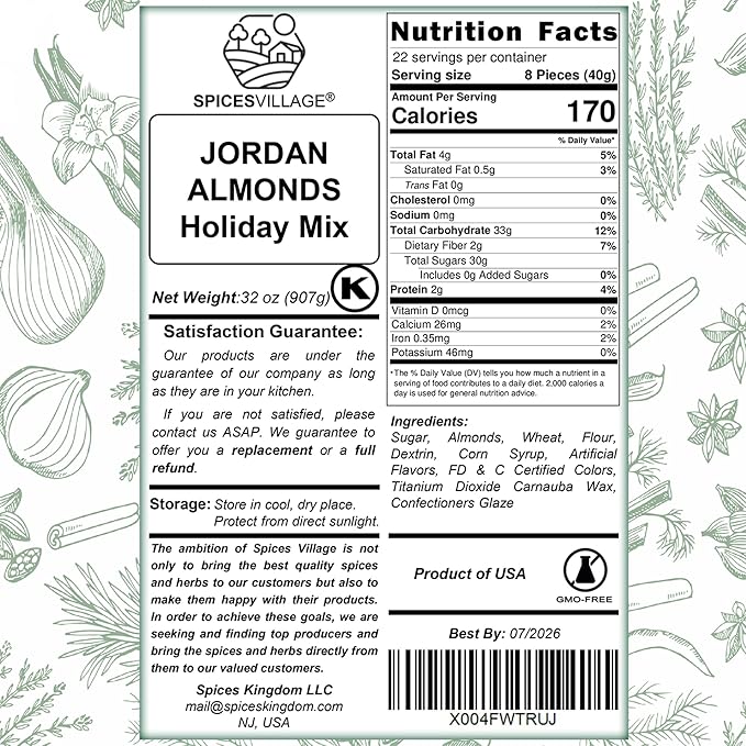 Spices Village Premium Jordan Almonds Halloween Mix, White, Purple and Orange,Crunchy Candy Coated