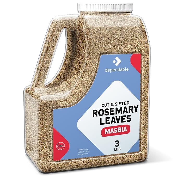 Dependable Food Rosemary Leaves Cut & Sifted - 3 Lb. Jar - Bulk, Kosher, Rosemary Herb for Chefs