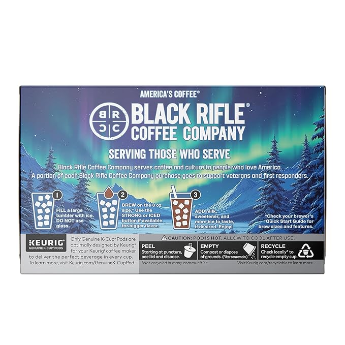 Black Rifle Coffee Company Iced Black Medium Roast Coffee,12 Count K-Cup Pods – Brew Over Ice with