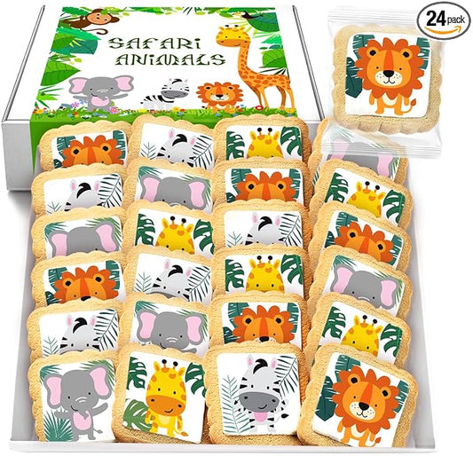 Safari Animal Cookies Theme Individually Wrapped themed Party Favors Baby Shower 24 Pack Bulk for