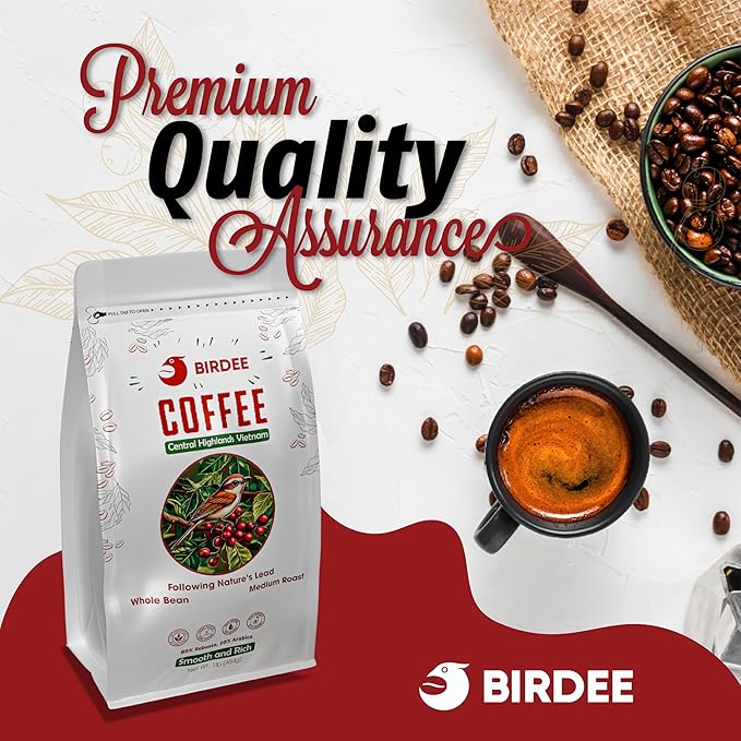 Birdee Vietnamese Coffee ??1 LB, Medium Roast Whole Bean, Arabica and Robusta, Hand-Picked