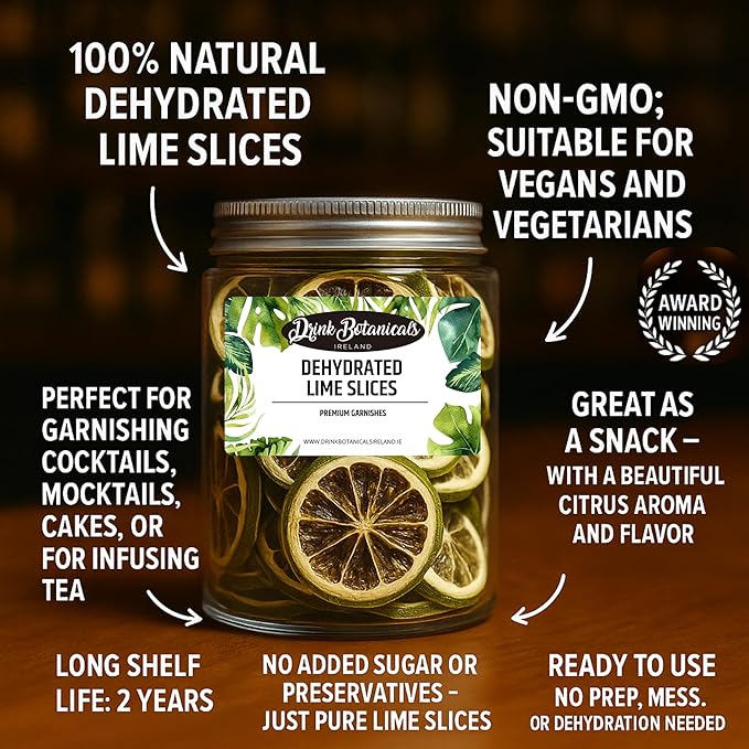Dehydrated Dried Lime Slices Wheels | 50 + Servings Approx. | 100% Natural No Added Sugars |
