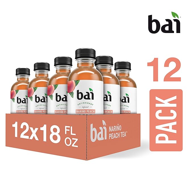 Bai Iced Tea, Narino Peach, Antioxidant Infused Supertea, Crafted with Real Tea (Black Tea, White