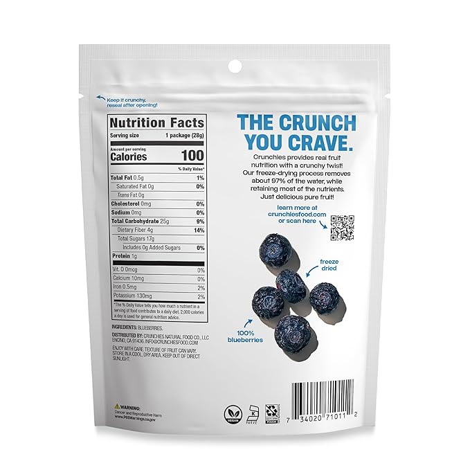 Crunchies Freeze-Dried Fruits, 100% All Natural Crispy Fruit, Non GMO and Kosher, Resealable Freeze