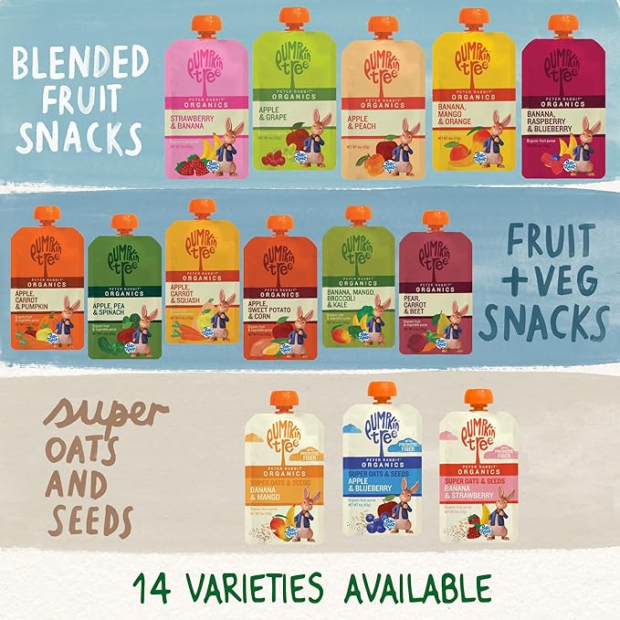 Pumpkin Tree Peter Rabbit Organics, Organic Raspberry, Banana and Blueberry 100% Pure Fruit Snack