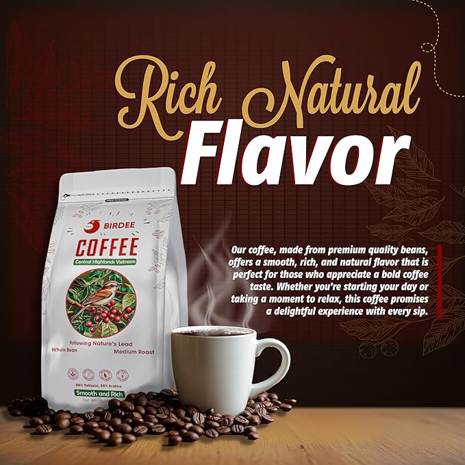 Birdee Vietnamese Coffee ??1 LB, Medium Roast Whole Bean, Arabica and Robusta, Hand-Picked