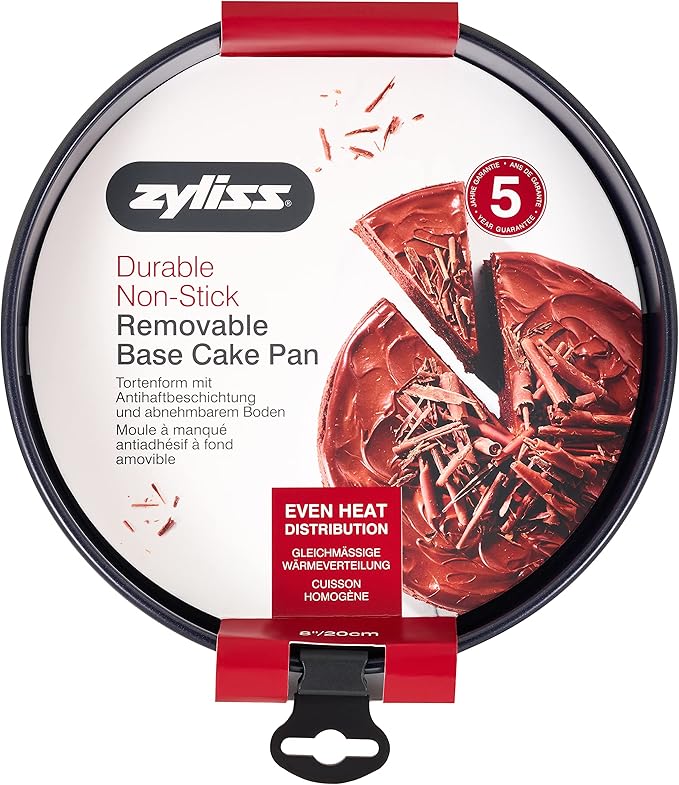Zyliss E980195 Non-Stick Loose Base Round Sandwich Tin | 20cm/8in | Carbon Steel | Dark Blue | Cake