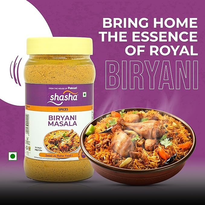 SHASHA Biryani Masala Seasoning Mix – 3.52 oz (Pack of 3) – Perfect for Chicken, Meat & Vegetable