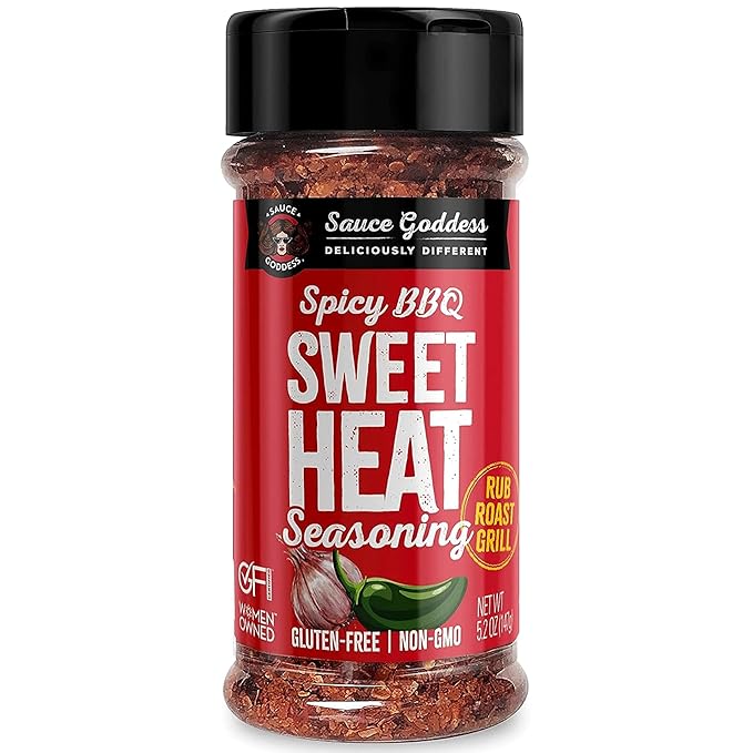 Sauce Goddess - Spicy BBQ Sweet Heat Spice Shaker - Barbeque Rub with Brown Sugar, Garlic, and