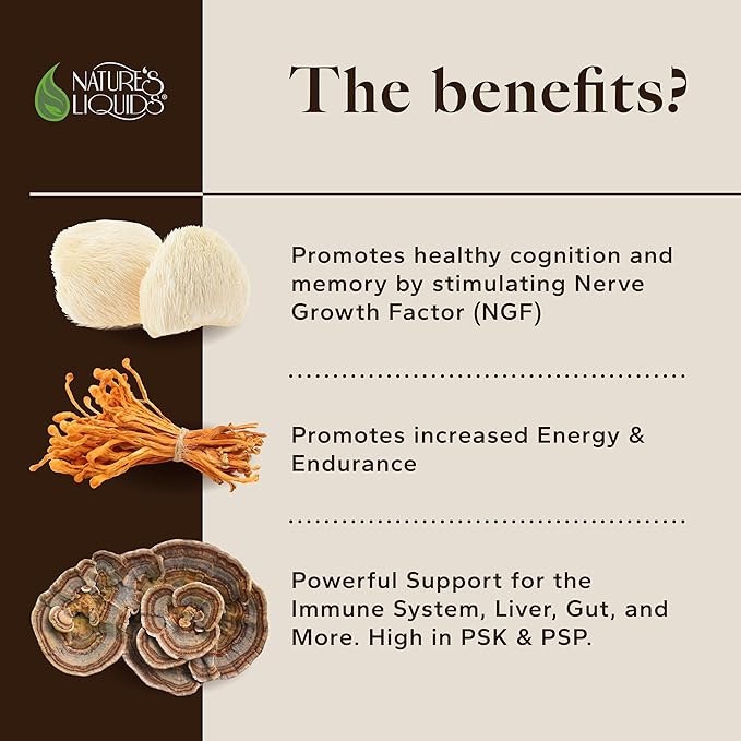 Nature's Liquids Ultimate Mushroom Coffee Latte - 15,000 mg Organic Fruiting-Body Mushrooms per