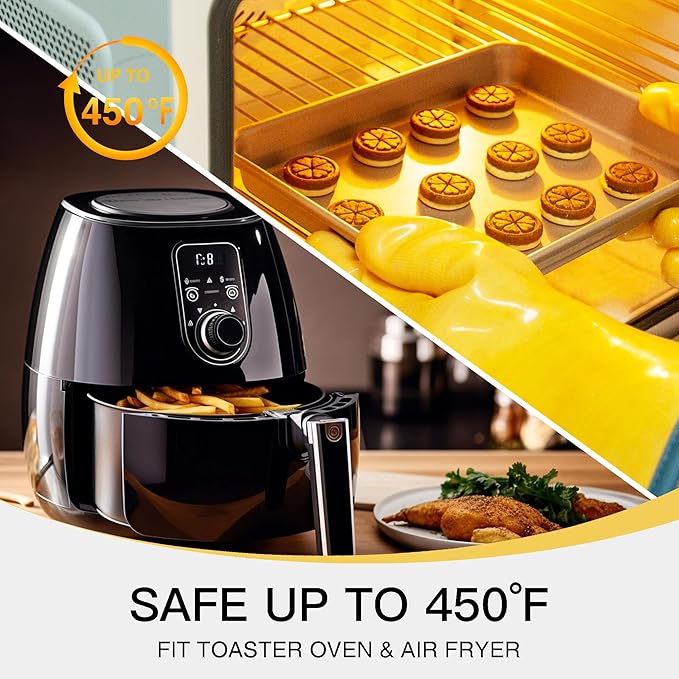 HONGBAKE Toaster Oven Pan Nonstick Set of 2, Premium 1/8 Sheet Pan for Baking, Small Cookie Sheet