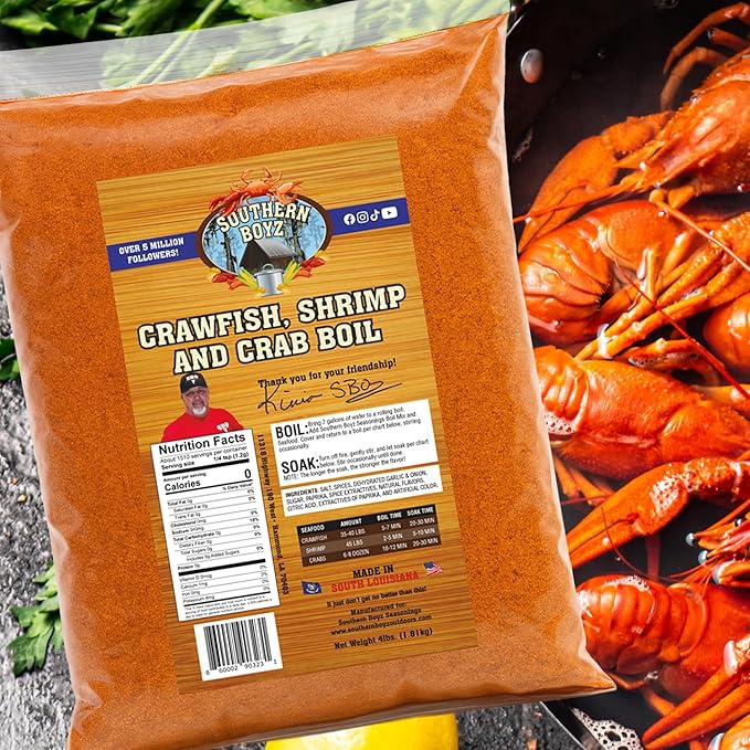 Southern Boyz Seasonings Cajun Seafood Boil, 4 Pound Bulk Sack (No MSG Blend - Seasons 35-40 Pounds