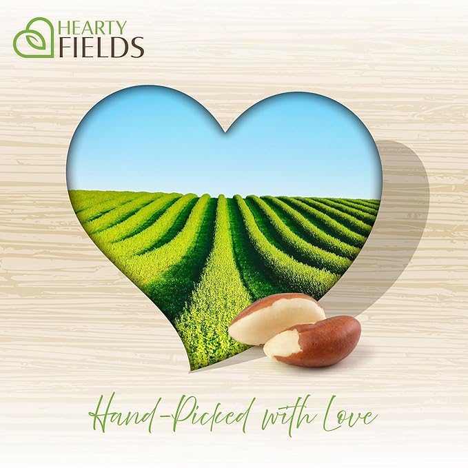 Hearty Fields - Raw Brazil Nuts Unsalted, No Shell, Whole, (32 Oz - 2 LB) Wholesome In Nature