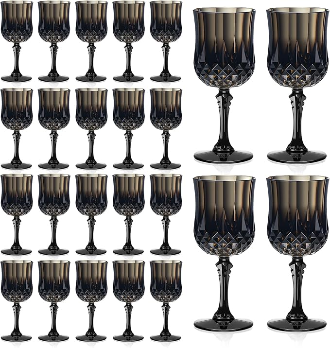 XUWAIDSGN 7oz Plastic Vintage Wine Glasses Drinking Glasses Unbreakable Wedding Glassware Crystal