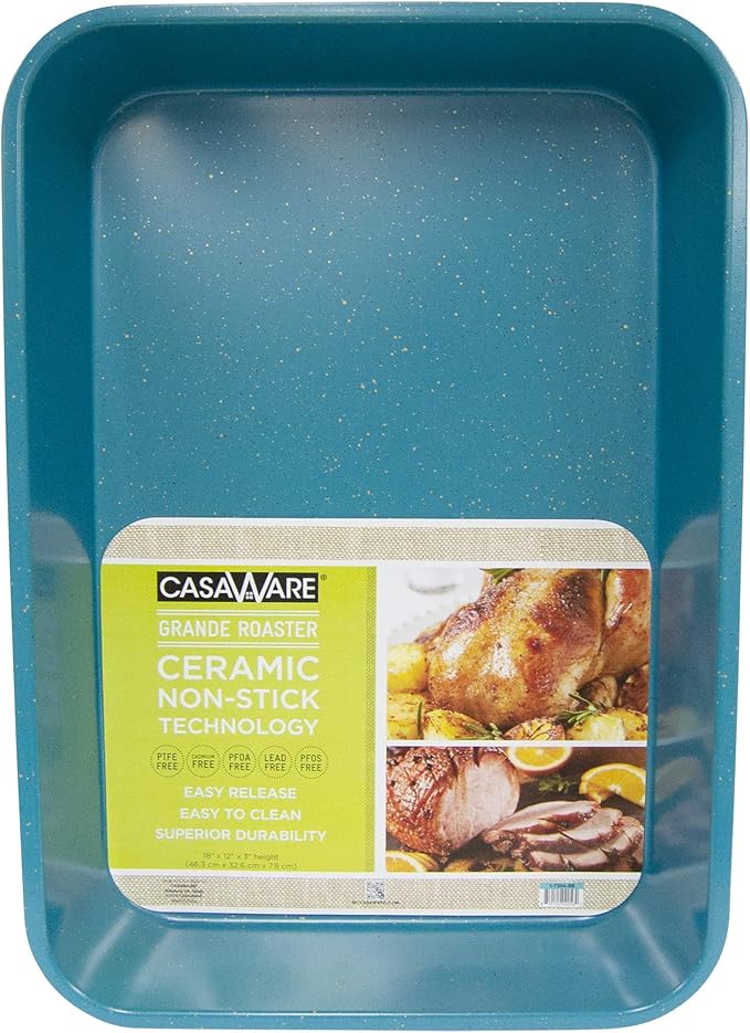 casaWare Grande Lasagna/Roaster Pan 18 x 12 x 3-Inch - Extra Large, Ceramic Coated NonStick (Blue