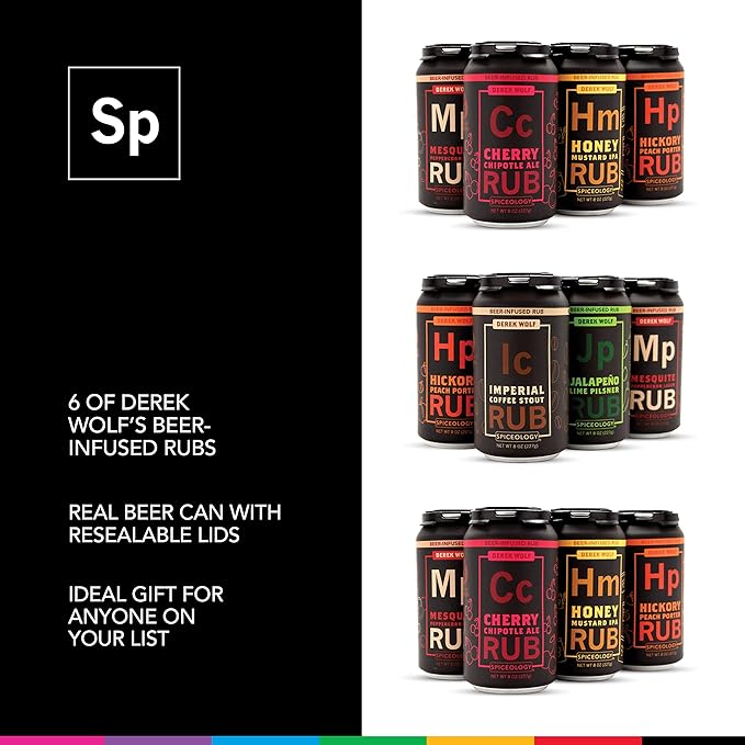 Spiceology -Derek Wolf Beer-Infused BBQ Rub Set -Cherry Chipotle Ale, Honey Mustard IPA, Hickory