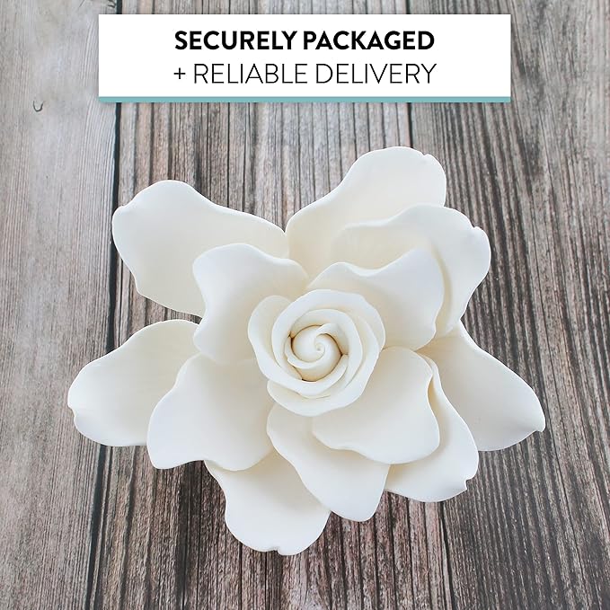 Global Sugar Art Gardenia Sugar Cake Flowers Jumbo White with Wire, 1 Count by Chef Alan Tetreault