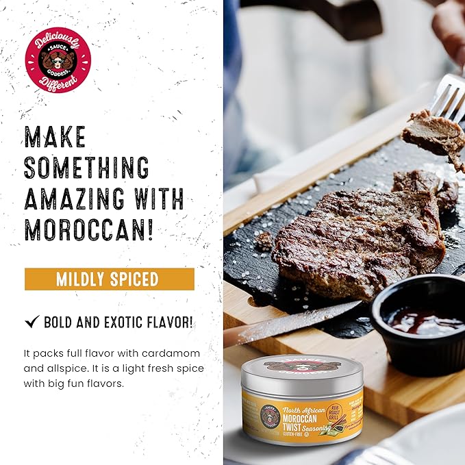 Sauce Goddess - Moroccan Twist Fresh Spice Blend - Vegan, Gluten-Free, No Sugar, Low Sodium