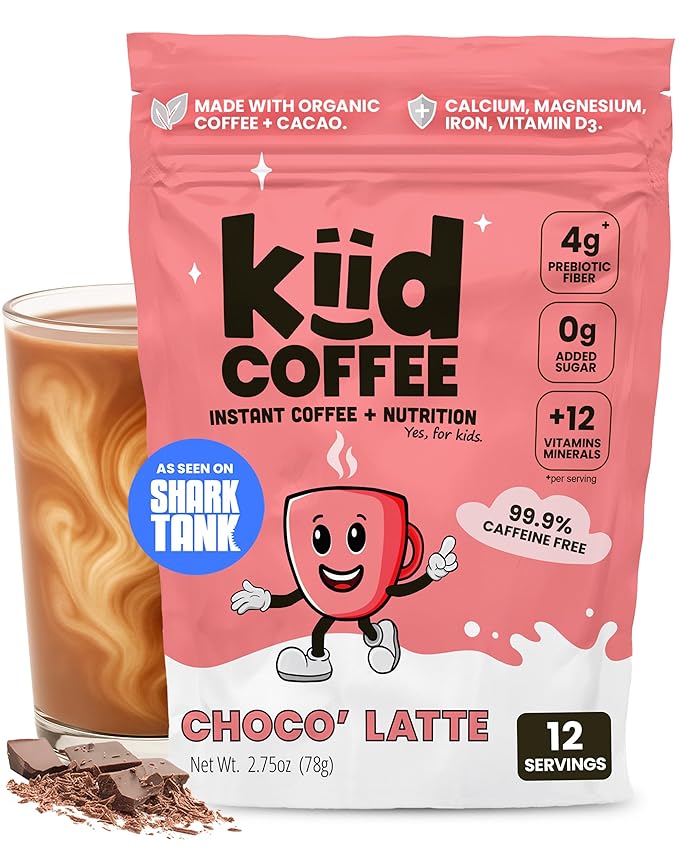Kiid Coffee - 99.9% Caffeine-Free Organic Coffee for Kids - As Seen on Shark Tank - 12 Vitamins &