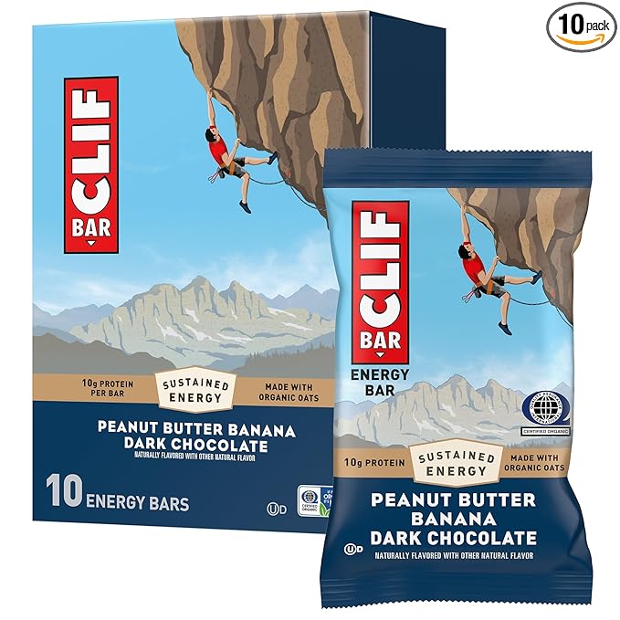 CLIF BAR - Peanut Butter Banana with Dark Chocolate Flavor - Made with Organic Oats - Energy Bars