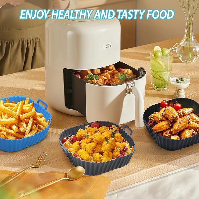 Silicone Air Fryer Liners Reusable 3 PCS, Airfryer Liners, Silicone Air Fryer Basket Liners Square