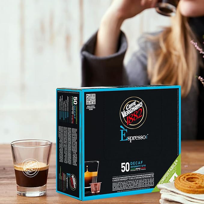 Caffe' Vergnano 1882 Decaf Medium Roast Espresso Original Line Machine Compatible Capsules, Arabica