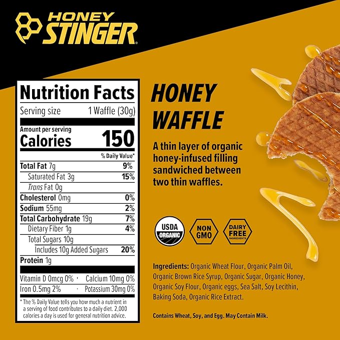 Honey Stinger Organic Energy Waffle Variety Pack, 12 Honey Waffles and 6 Vanilla, Nutritious