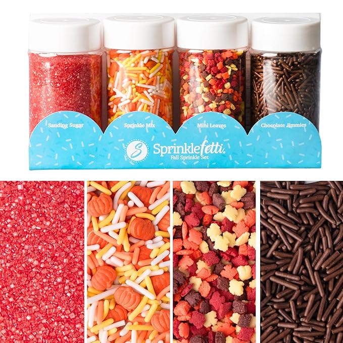 Sweets Indeed Sprinkles, Fall Sprinkles, Leaf Shapes, 4 pack, 11.57 ounces, Edible Sprinkle Mix