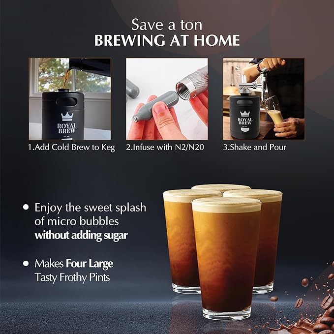 The Original Royal Brew Nitro Cold Brew Coffee Maker - Gift for Coffee Lovers - 64 oz Home Keg