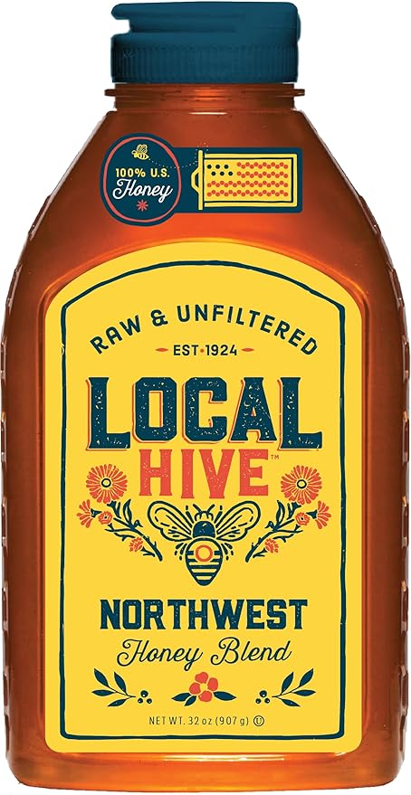 Local Hive Northwest Raw Unfiltered Honey – 32oz, 100% Pure US Honey, Sourced from American Bees