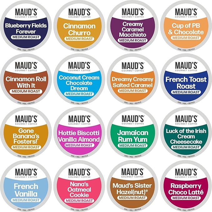 Maud's Super Flavored Coffee Pods Variety Pack, 80 ct, 16 Assorted Flavors, Medium Roast Flavored