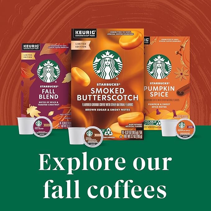 Starbucks K-Cup Coffee Pods, Smoked Butterscotch Flavored for Keurig Makers, 100% Arabica, Limited