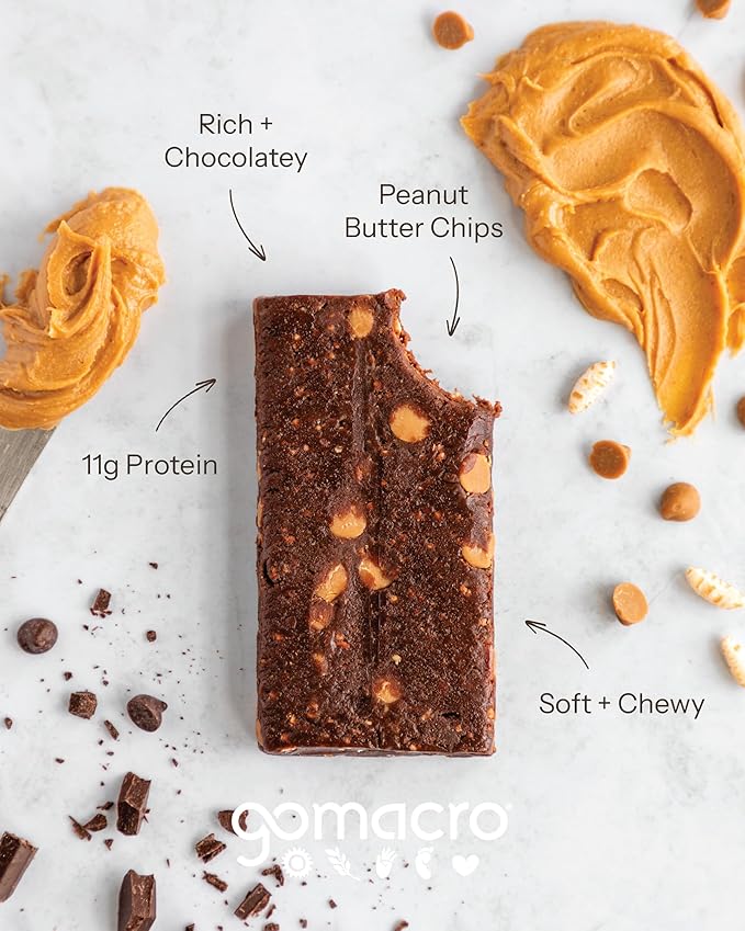 GoMacro MacroBar Organic Vegan Protein Bars - Double Chocolate + Peanut Butter Chips (2.3 Ounce