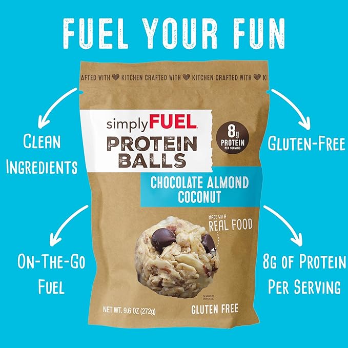 simplyFUEL Whole Food Protein Balls with Probiotics - Chocolate Almond Coconut Snacks - 8g Protein