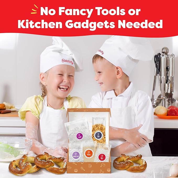 Pretzel Making Kit - Real Cooking Set for Kids Ages 5-12+ with Recipe and Ingredients - Kids Baking