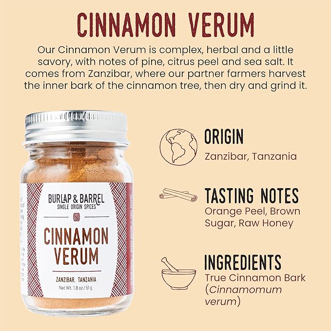 Burlap & Barrel Cinnamon Verum - Ground Ceylon Cinnamon Powder with Pine, Citrus Peel, and Sea Salt